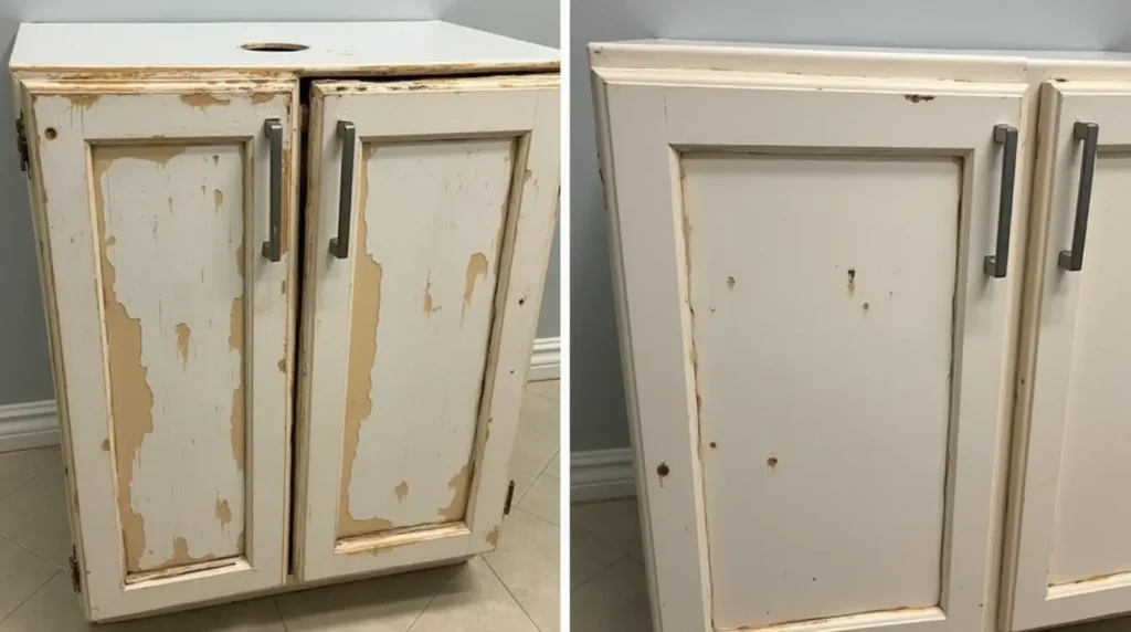 Common issues with a 48 Bathroom Vanity, including water damage and wear